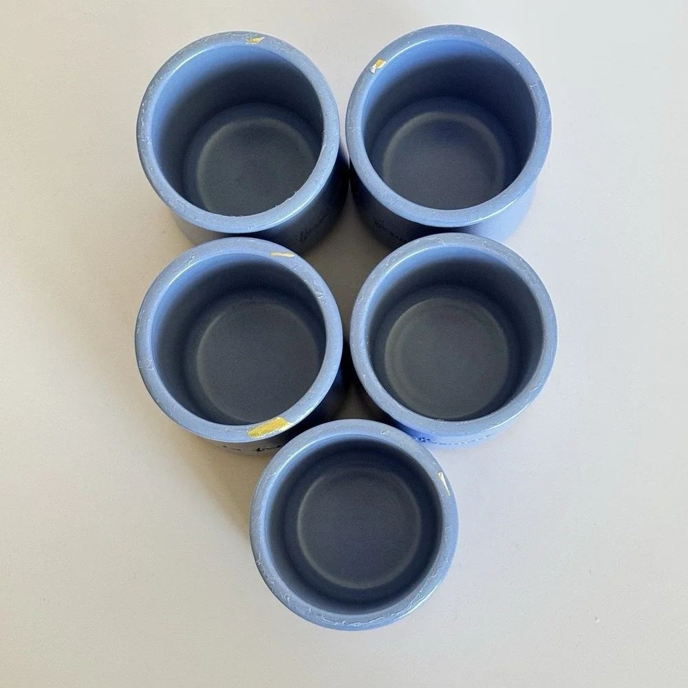 La Fermière Periwinkle Stoneware Yogurt‎ Pots Ramekins Set of 5 France